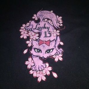 Used Lucky 13 women's T-shirt with cat / kitty
